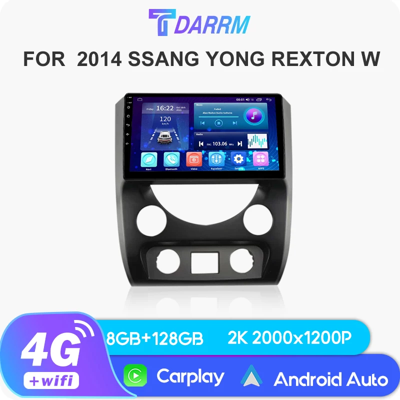 

Автомагнитола 9 дюймов Android 13 Для Ssangyong Rexton Y290 2013-2016 GPS Carplay 2Din Bluetooth Автомобильный мультимедийный плеер навигатор