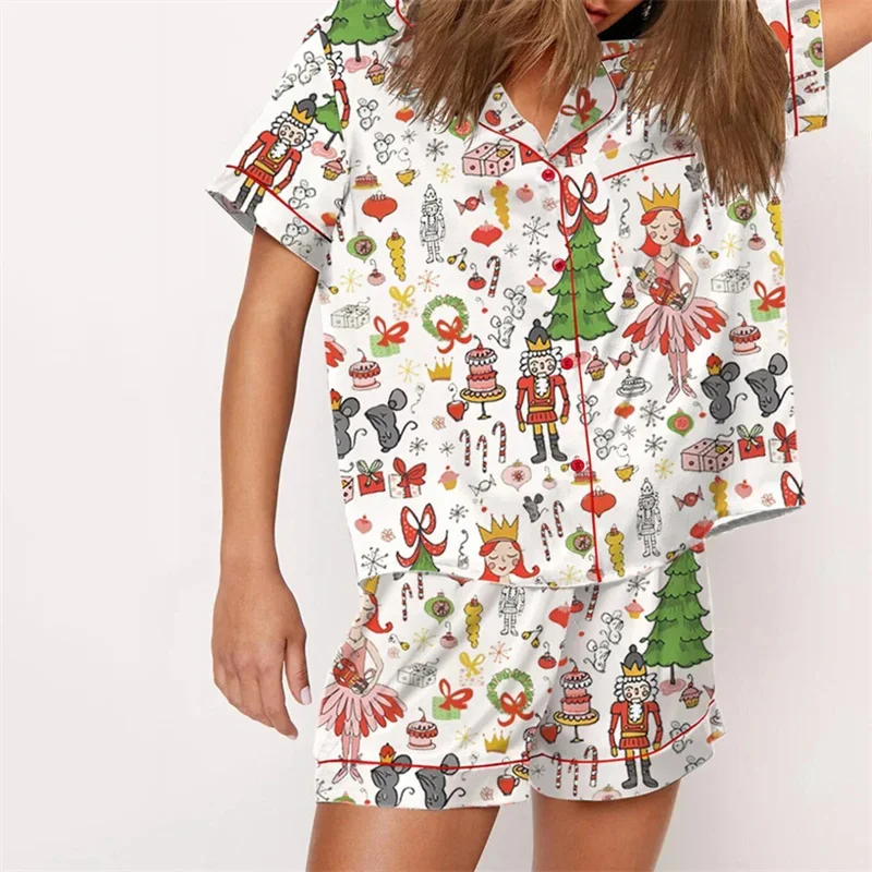 Laprad Women's Christmas Nutcracker Pajama Set – Soft Short Sleeve 2-Piece PJs With Pockets