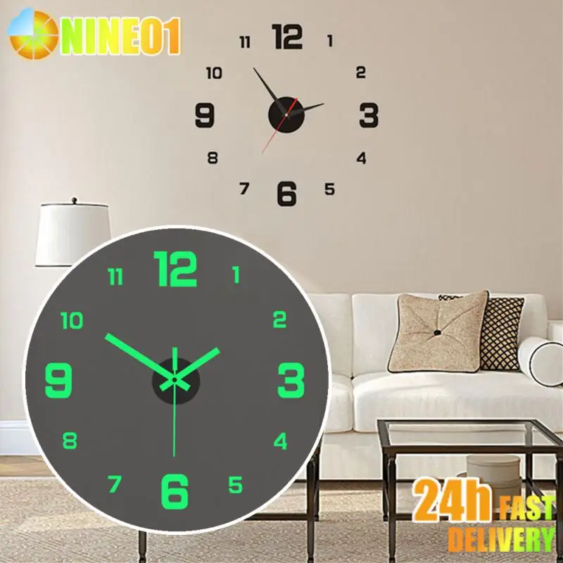 DIY Wall Clock For Home Office 40cm Frameless Modern 3D Wall Clock Mirror Stickers Hotel Room Design School Decoration Decor