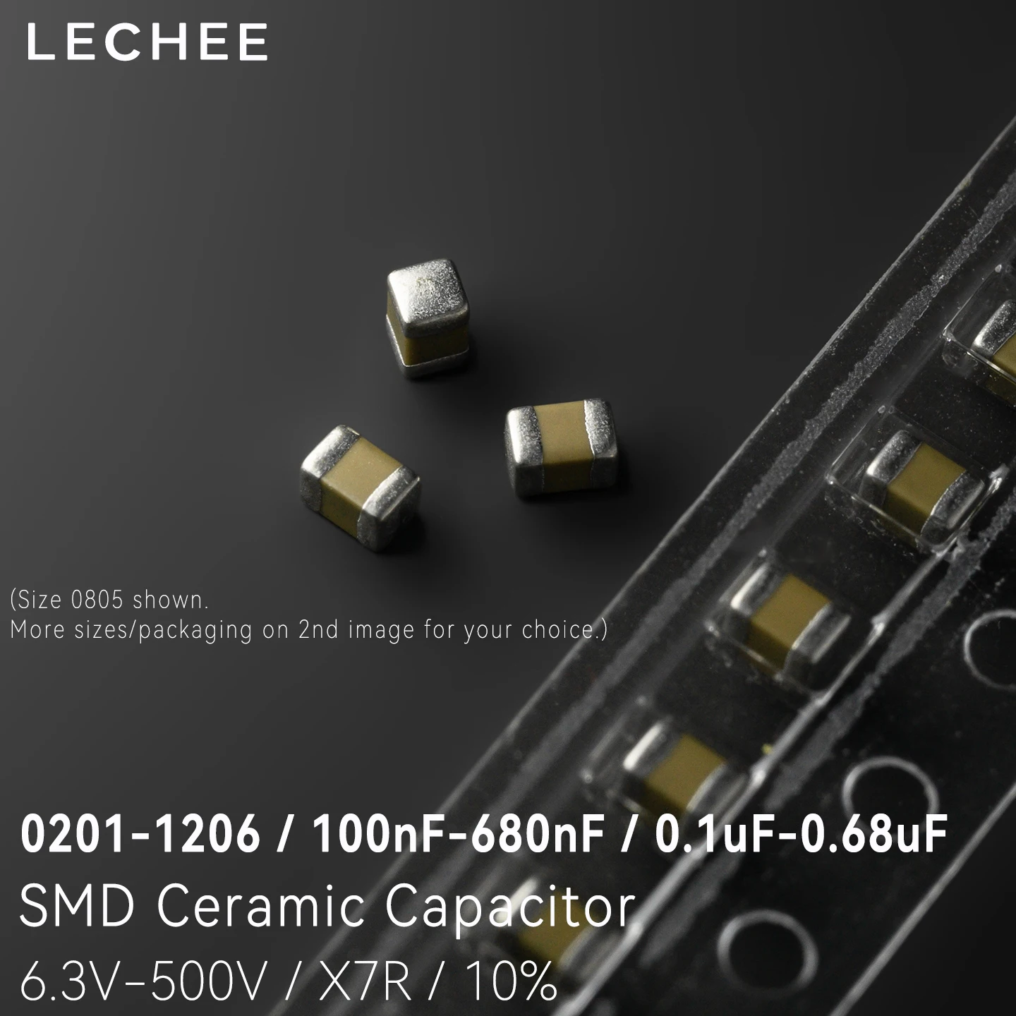 100pcs/lot SMD Ceramic Capacitor 0201 0402 0603 0805 1206 100nF 220nF 330nF 470nF 680nF 0.1uF 0.22uF 0.47uF 0.68uF  X7R 10% 50V
