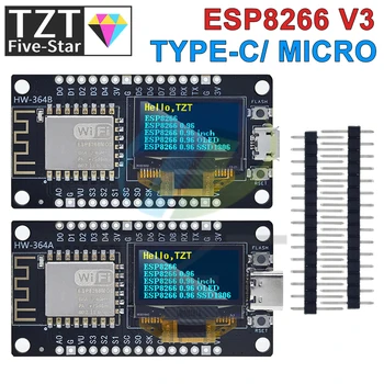Płyta rozwojowa TZT NodeMCU ESP8266 z wyświetlaczem Cal 0.96 CH340G ESP-12F moduł WiFi TYPE-C USB do Arduino/Micropython