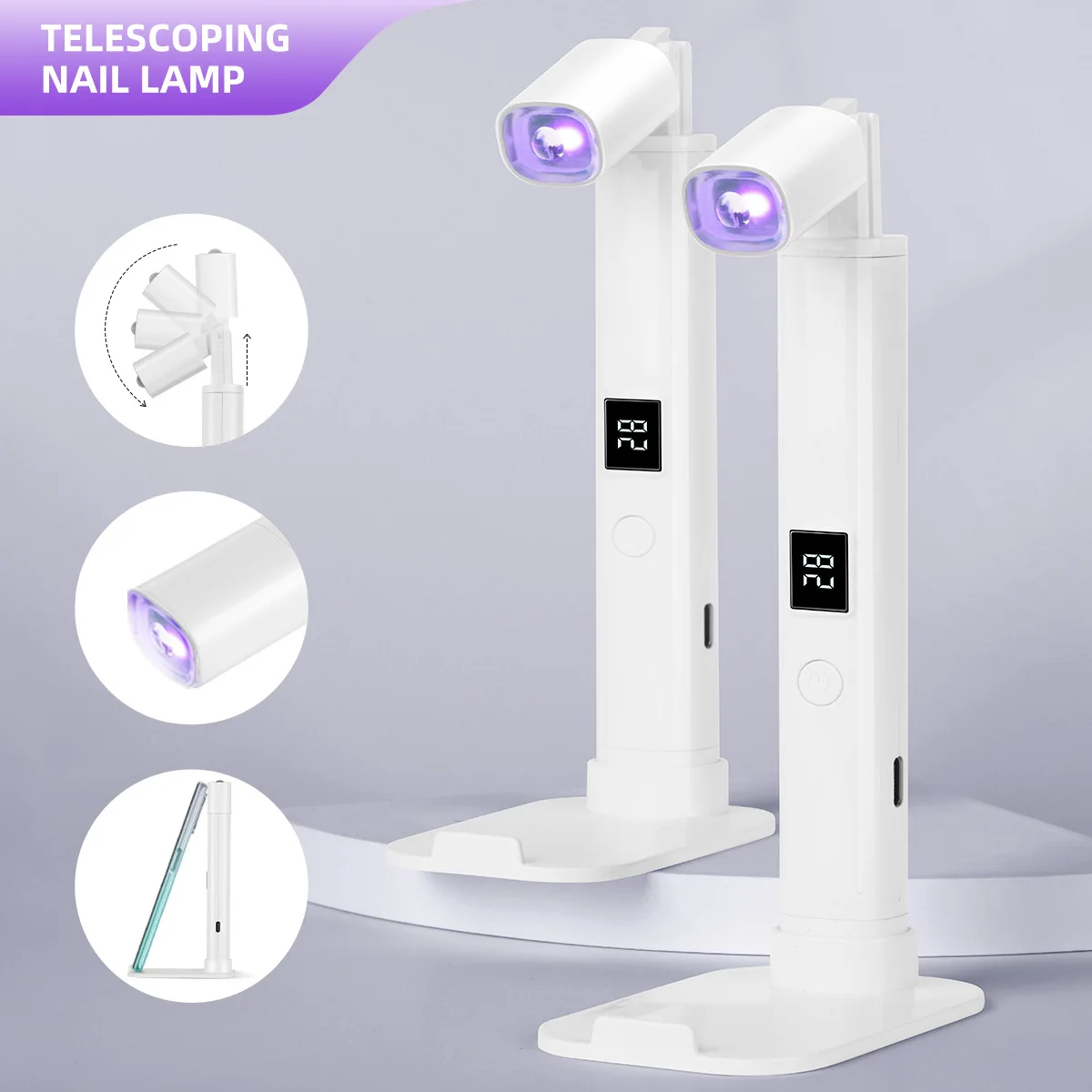 네일 라이트 홀더 2단 속도 타이머 UV 365nm LED 배터리 구동 휴대용 살롱 및 가정용 빠른 건조 젤 네일 드라이어