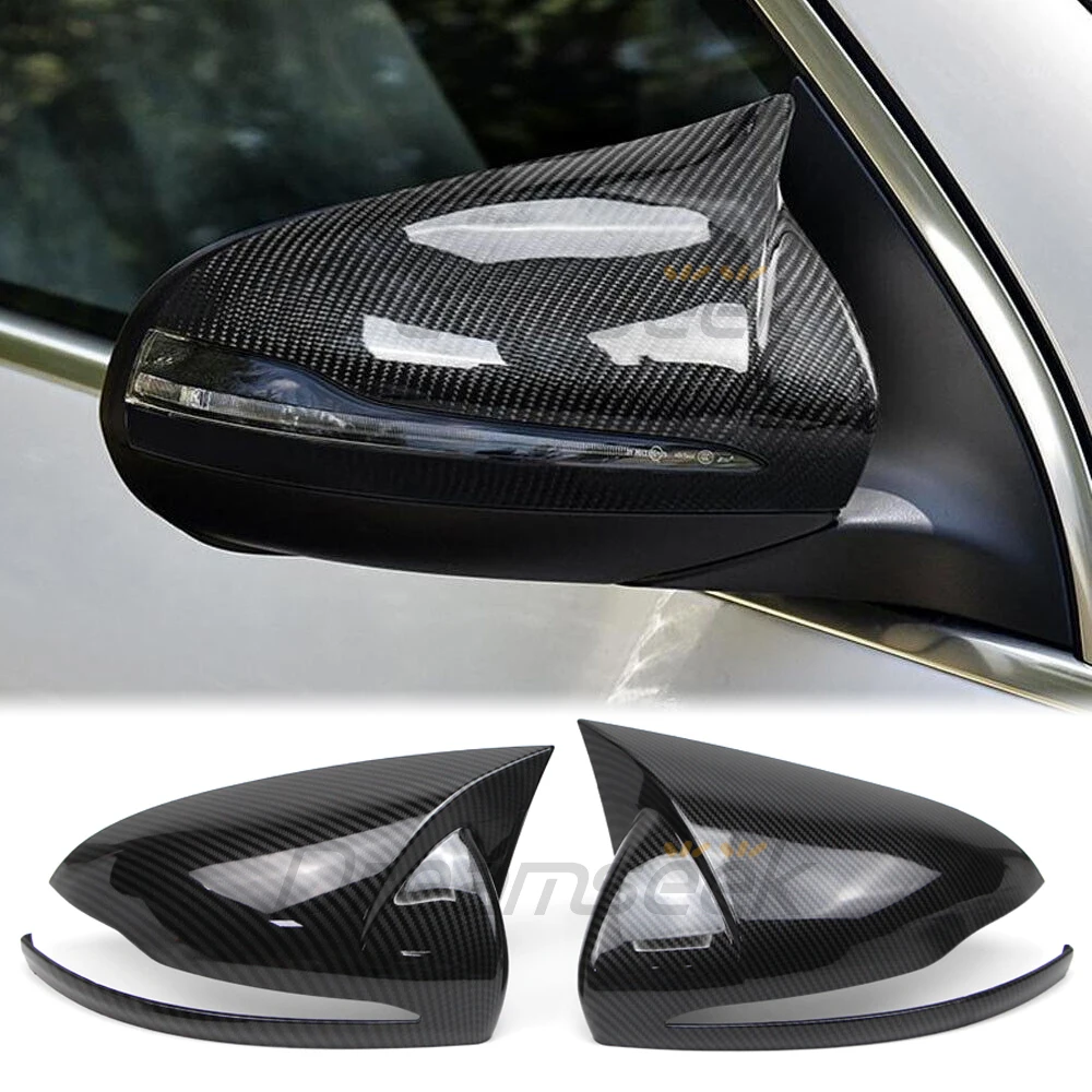 Side Door Wing Rearview Mirror Cover Cap For Mercedes-Benz GLC GLB C E S Class W205 W213 C217 Carbon Fiber Style Trim W/ Turn