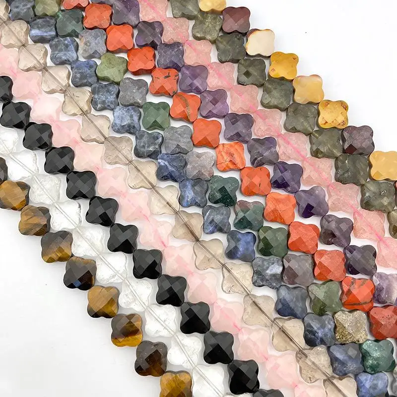

10mm Natural Stone Beads Leaf Clover For Necklace Bracelet Earring Pandant Jewelry Making Design or DIY 5pcs/15" Free Shipping