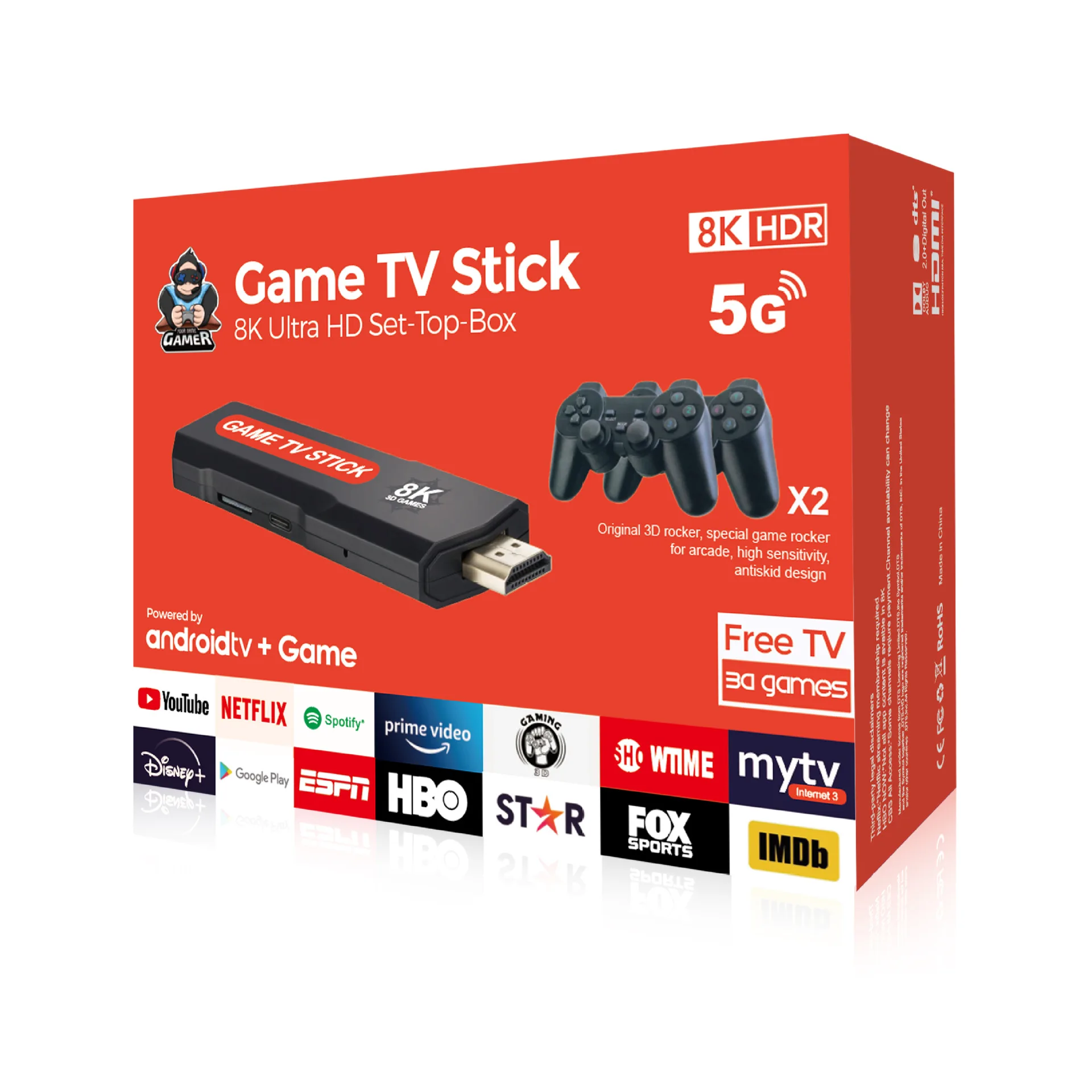 Q9 USB 2.0 Dual System Game Stick 8K Retro Video Games Console Wireless Controller 64G TV Sticks 10000+ Games For PSP gift video game console wireless controller video game controller