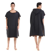 Solid color adult beach bathrobe Microfiber double-sided velvet water absorption quick drying cloak hooded changing bathrobe 2