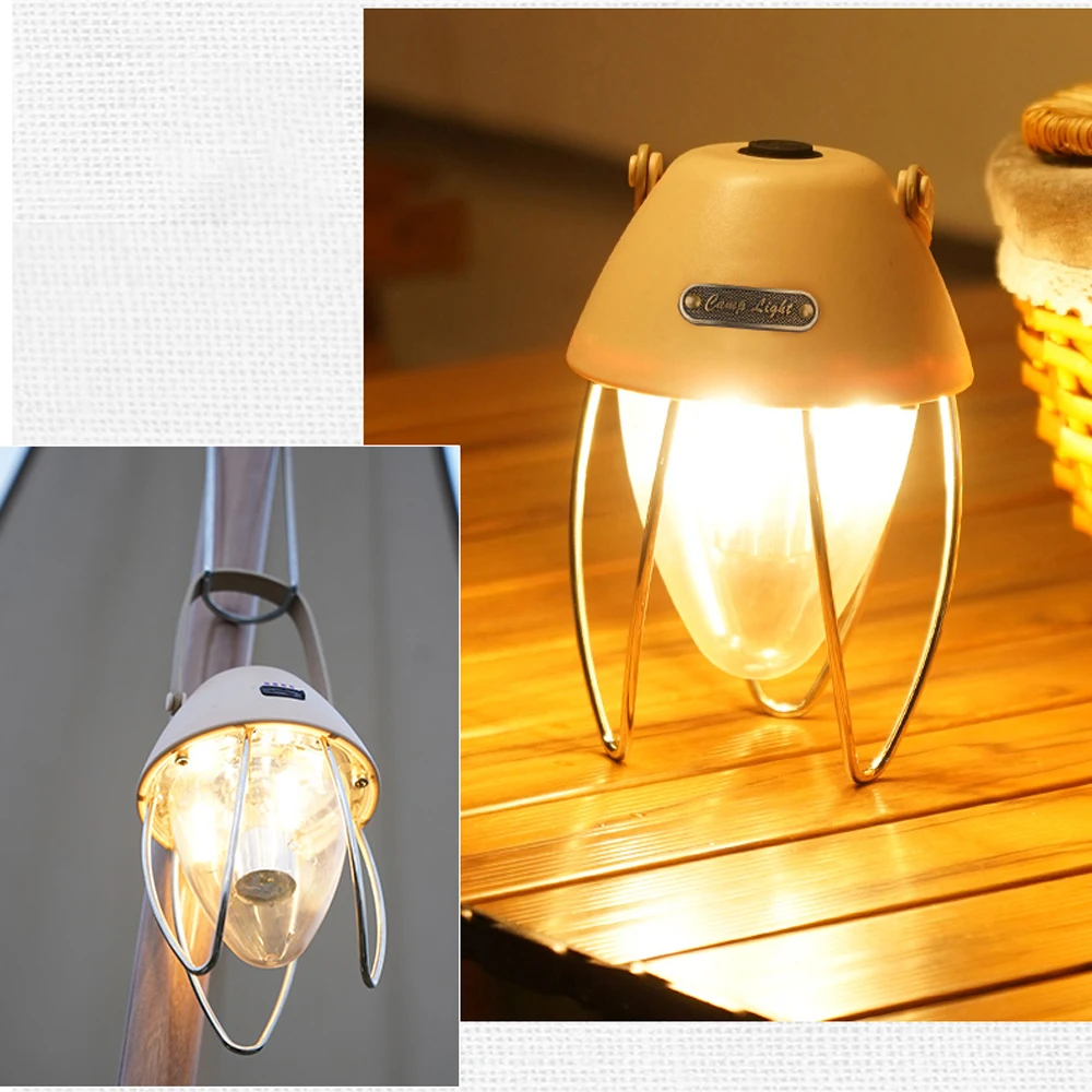 

LED Tent Lamp USB Rechargeable Campsite Light Waterproof with 3 Light Modes Stepless Dimming for Camping Tent Fishing Courtyard