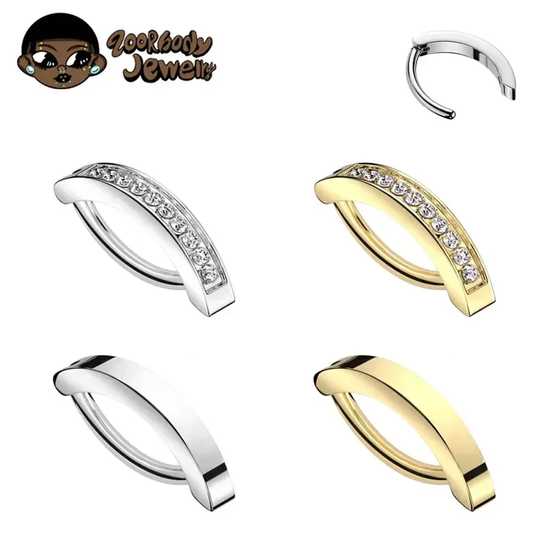 ASTM F136 Titan Reverse Curved Belly Button Navel Barbell Piercing Körperschmuck 14G Clicker Nabelpiercing Schmuck 10/12mm