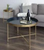 Kate & Laurel Celia Modern Glam Round Coffee Table, 28.25" x 28.25" x 19", Navy Blue & Gold Leaf,Chic Sophisticated Accent Table 2