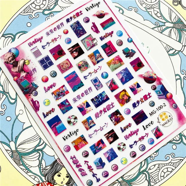 TSC-119 TSC-282 TSC-130  Japanese hot blooded anime 3D Back glue Nail Art Stickers Decals Sliders Nail ornament decoration MG-100-2