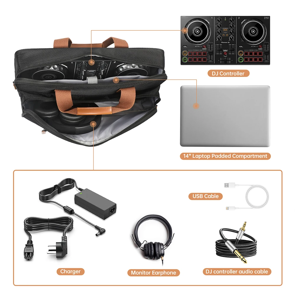 DJ Controller Case EVA Dustproof with PU Handle for Numark Party Mix II/Pioneer DDJ-200