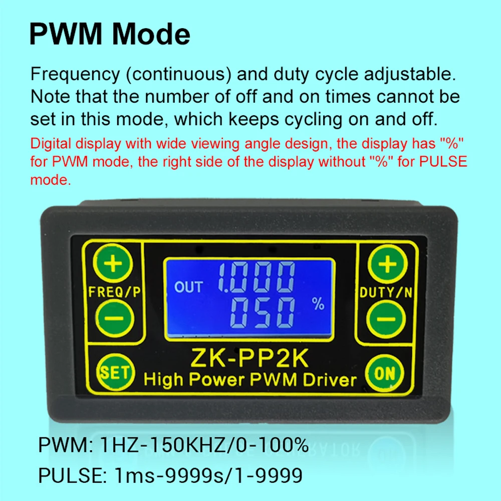 Driver Motor Speed Controller PWM Pulse Dual Modes Design Regulator 150W LED Dimmer Pulse Frequency Duty Ratio Adjustable Drive