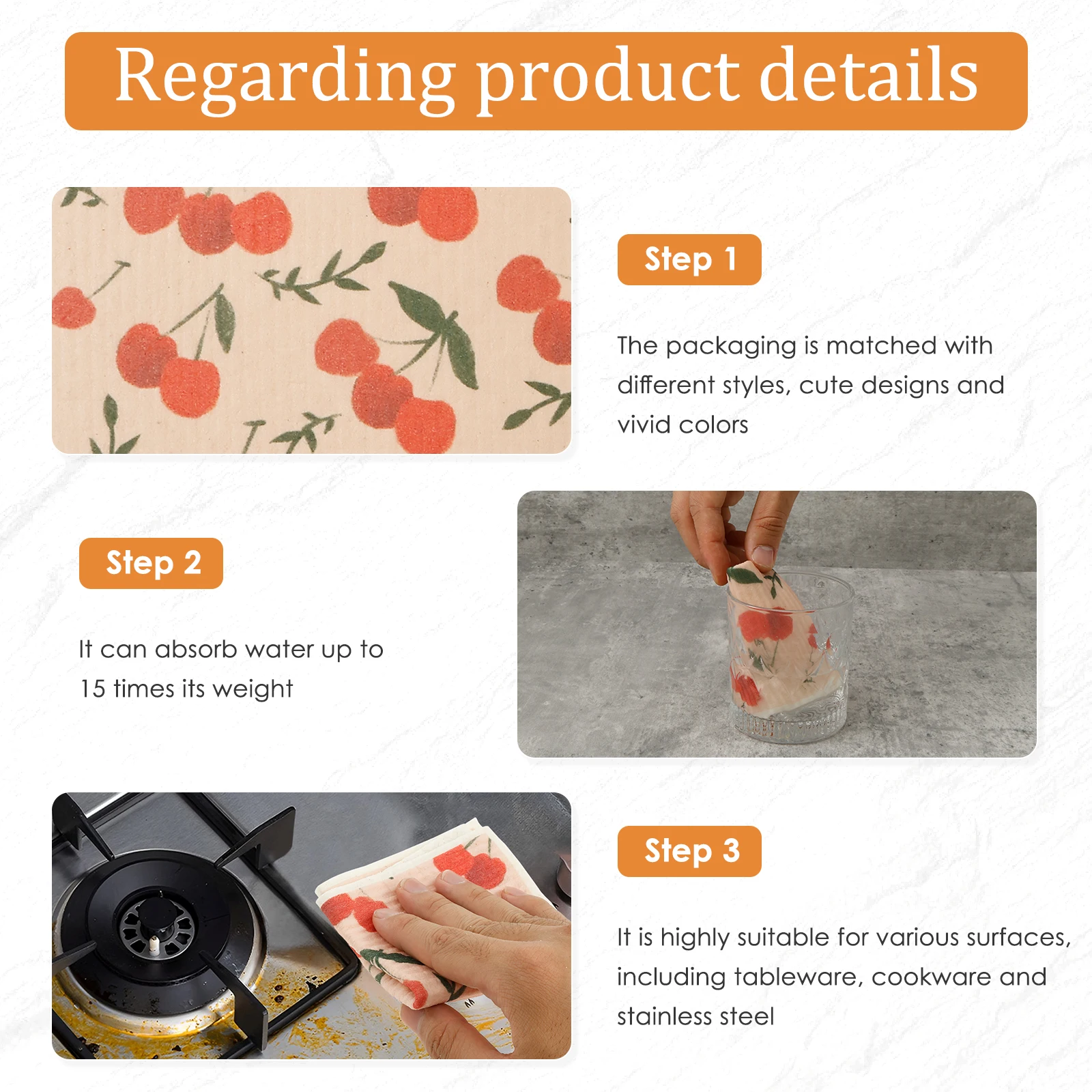 Absorbent Cellulose Dish Towels for Kitchen Cleaning
