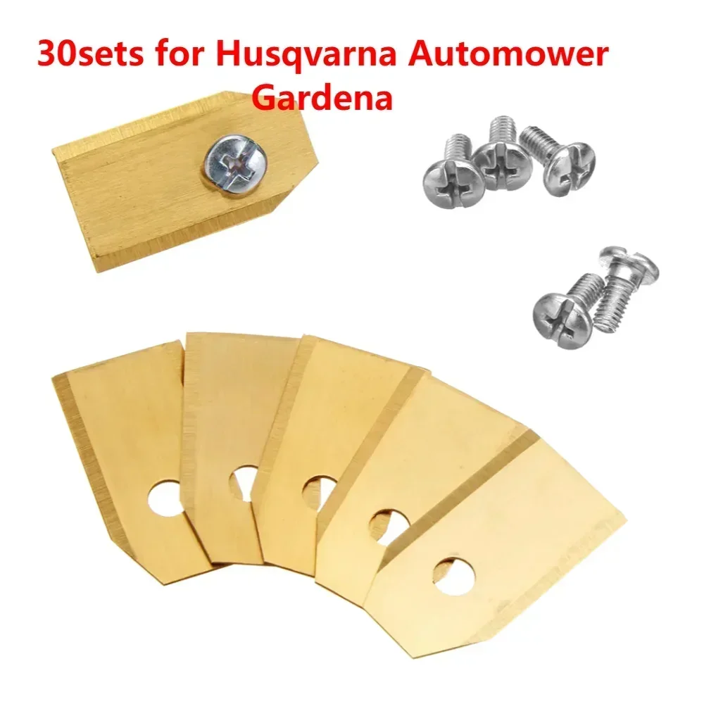Hot 30pcs Lawn Mower Cutting Blades W/Screw Kit Replacement for Husqvarna Automower/Gardena Robotic Lawnmower Repair