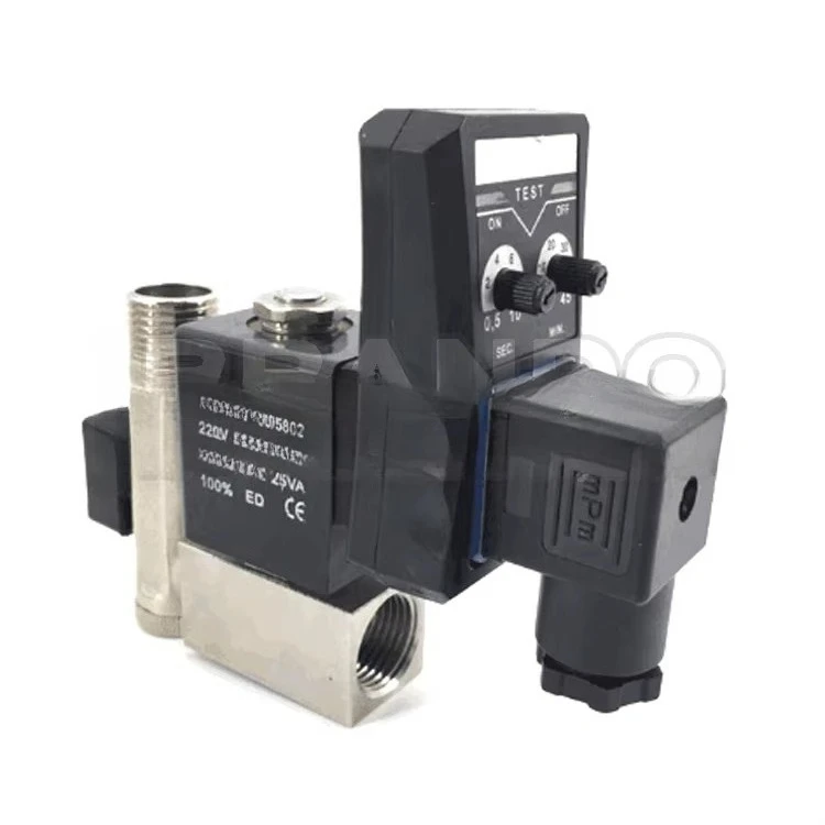 1/2 Zoll Hochdruck-Magnetventil SS304 mit automatischer Entladung und Timer für Luftkompressor-Speichertanks