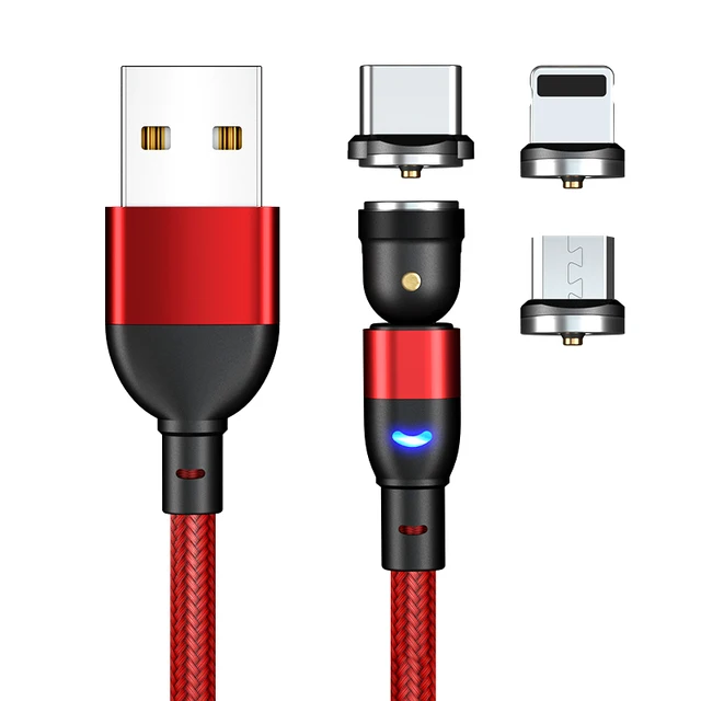 ZUIDID 540 Rotate Magnetic Cable Fast Charging Magnet Charger Micro USB Type C Cable Mobile Phone Wire Cord For iPhone Xiaomi RED 3 in 1
