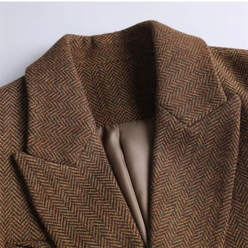 Comes With Belt A Vintage Wool Jacket For Women Autumn And Winter 2024 New Popular Seasonal Green Temperament Top Female Blazer 5