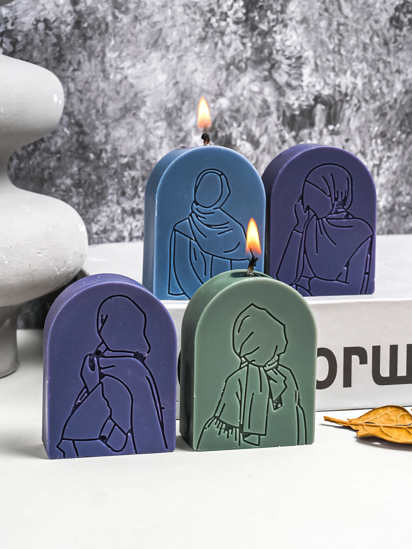 8 Hole Ramadan Silicone Soap Mold Eid Mubarak Abstract Portrait Candle Making Supplies DIY Aroma Gypsum Casting Molds Home Decor
