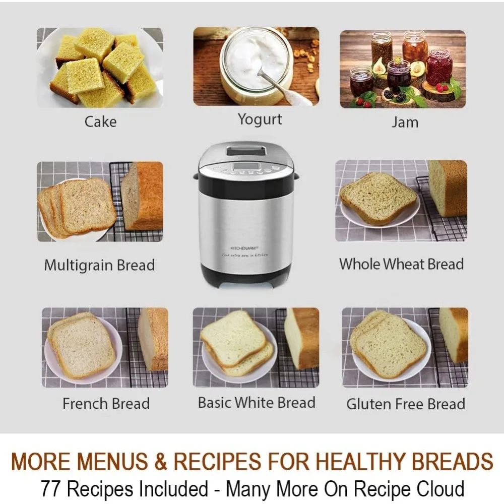 29-in-1 SMART Bread Machine with Gluten Free Setting 2LB 1.5LB 1LB Bread Maker Machine 4