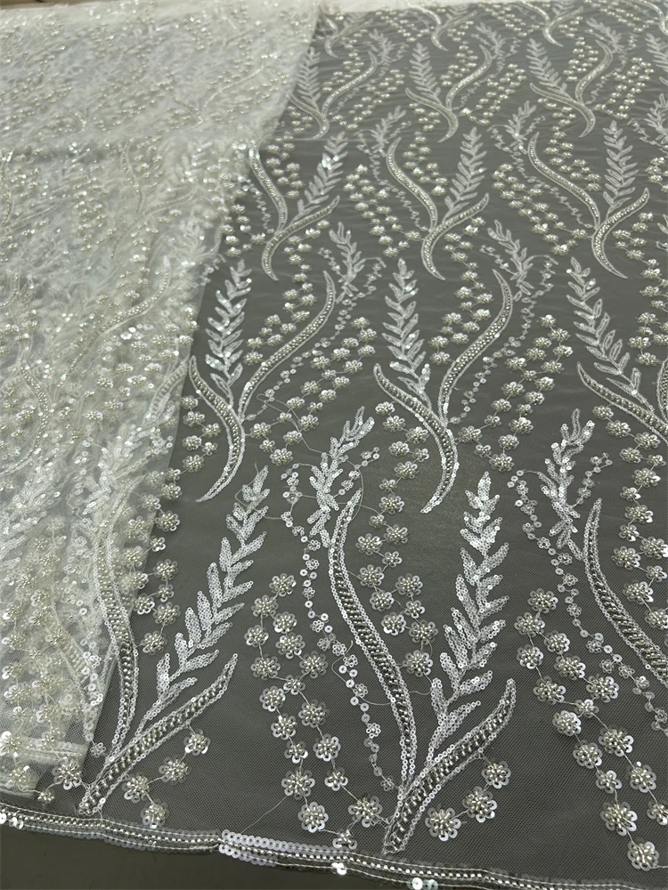SJD LACE French Mesh Bridal Lace Fabric Beads African Sequins Lace 2025 Hot Sale Nigerian Beads For Women Wedding Dress Sew 3803 SJD LACE French Mesh Bridal Lace Fabric Beads African Sequins Lace 2025 Hot Sale Nigerian Beads For Women Wedding Dress Sew 3803