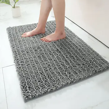 Olanly 셔닐 흡수성 목욕 매트, 속건성 바닥 장식, 푹신한 샤워 패드, 부드럽고 두꺼운 플러시 카펫, 미끄럼 방지 욕실 깔개