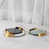 Modern Minimalist Natural Marble Metal Frame Circular Stone Tray Creative Home Tabletop Sink Bathroom Storage Tray 3