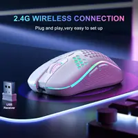 Souris Gaming Sans Fil RGB – 2.4GHz, DPI Réglable, Design Alvéolé, Rechargeable 6