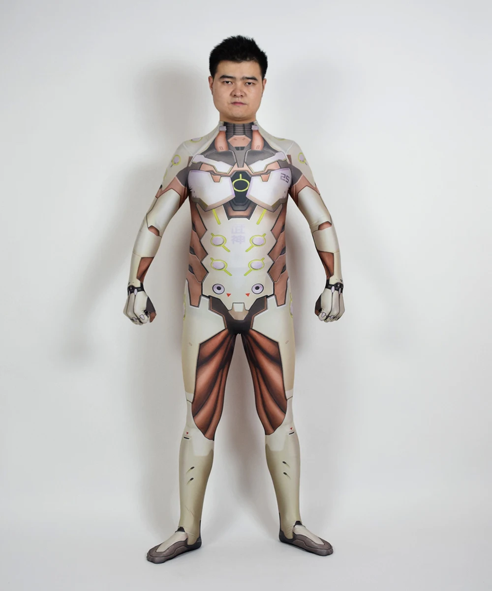 thumbnail image 1 of Disfraz de Genji con estampado 3D de héroes, traje Zentai para fiesta de Halloween, selección de varios tamaños, 1 of 4