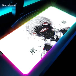 Grand tapis de souris dessin animé Tokyo Ghoul LED RGB, 80x30 90x40cm, accessoire de bureau et de jeu pour ordinateur CSGO LOL 