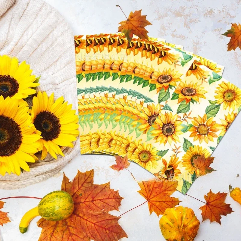20pcs/Pac 30.2*40.6cm 2-Ply Sunflower Sunflower Long Tissue Paper Party Holiday Disposable Paper Placemat Party Decoration