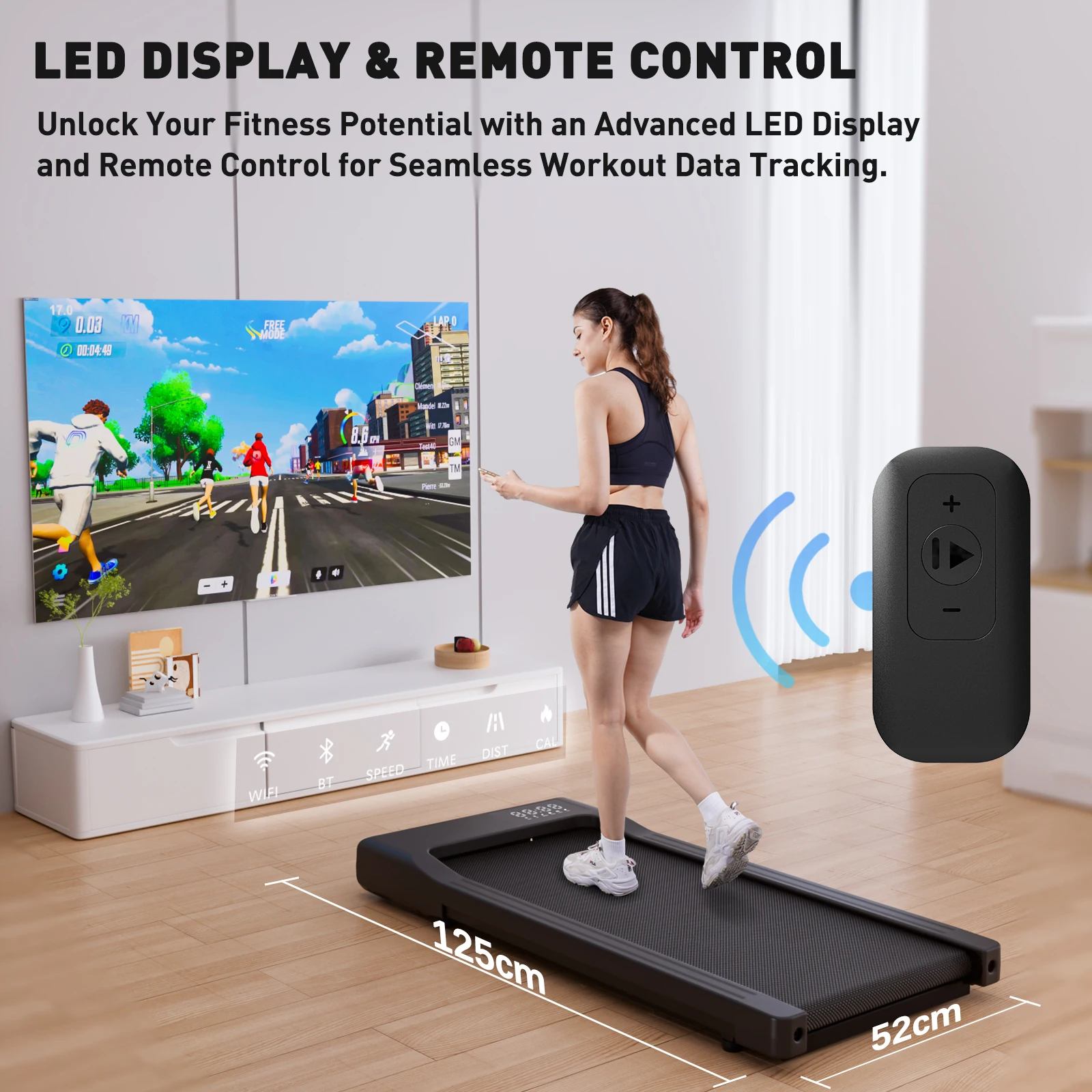 Tapis roulant da passeggio piatto Motore da 2,5 HP Velocità 1-6 km/h Tapis roulant portatile antiscivolo per assorbimento degli urti per macchina da esercizio per ufficio domestico - immagine 2