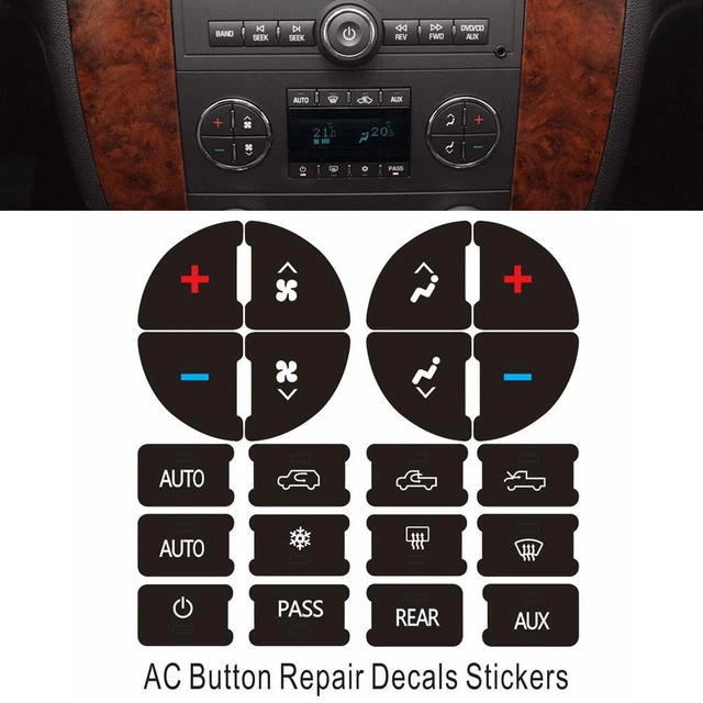 Car AC Dash Button Repair Kit Sticker Dash Board Decal for Buick Enclave  Chevy Avalanche Silverado Tahoe GMC Acadia Sierra Yukon - AliExpress