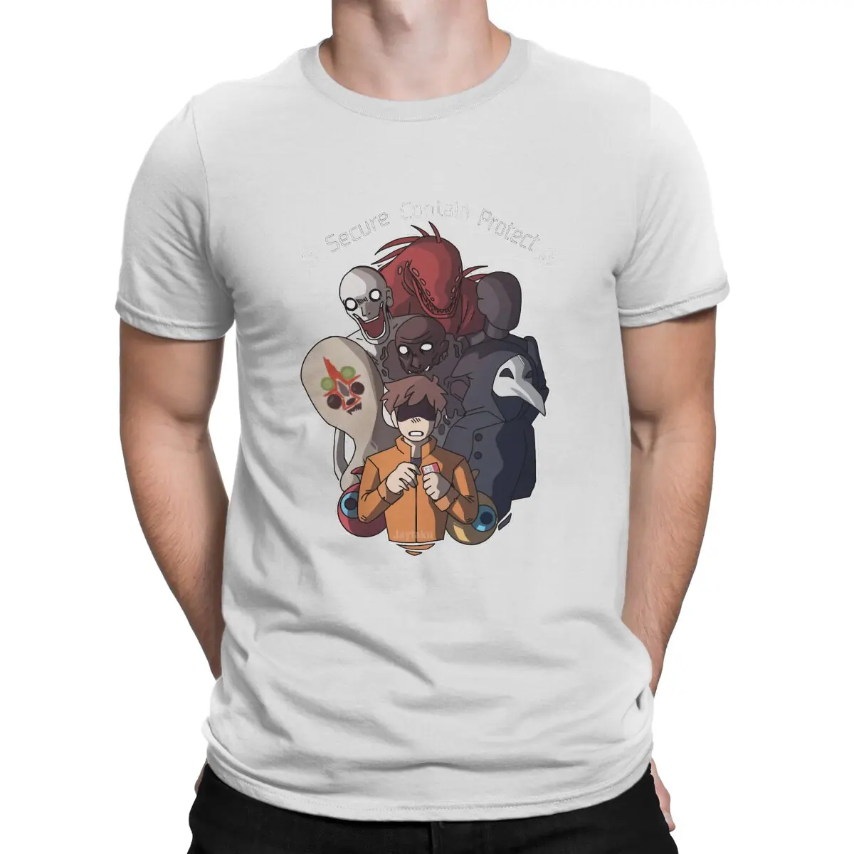 thumbnail image 1 of Camisetas de algodón vintage para hombre, con cuello redondo y manga corta, de Secure Contain Protect. Novedad., 1 of 7