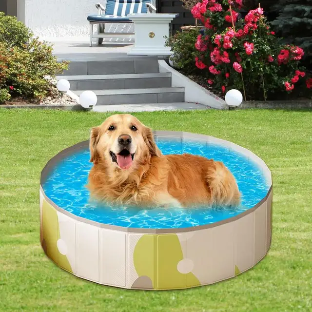 Foldable Kiddie Pool Cat Swimming Pool PVC Anti-Slip Foldable Portable Yard Bathing Tub For Dogs Cats Puppy Animals Children 2