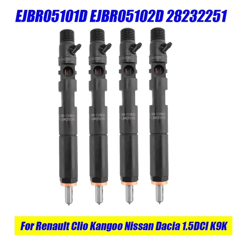 Injecteurs Diesel Neufs - Lot De 4 - Référence EJBR01801A / EJBR01801Z - Compatible Renault Clio, Kangoo, Mégane, Scénic 1.5 DCi