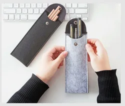 Multifunctional Snap Button Stationery Pencil Case Student Dedicated Felt Unisex Pouch School Supplies Account Gift Small Bags