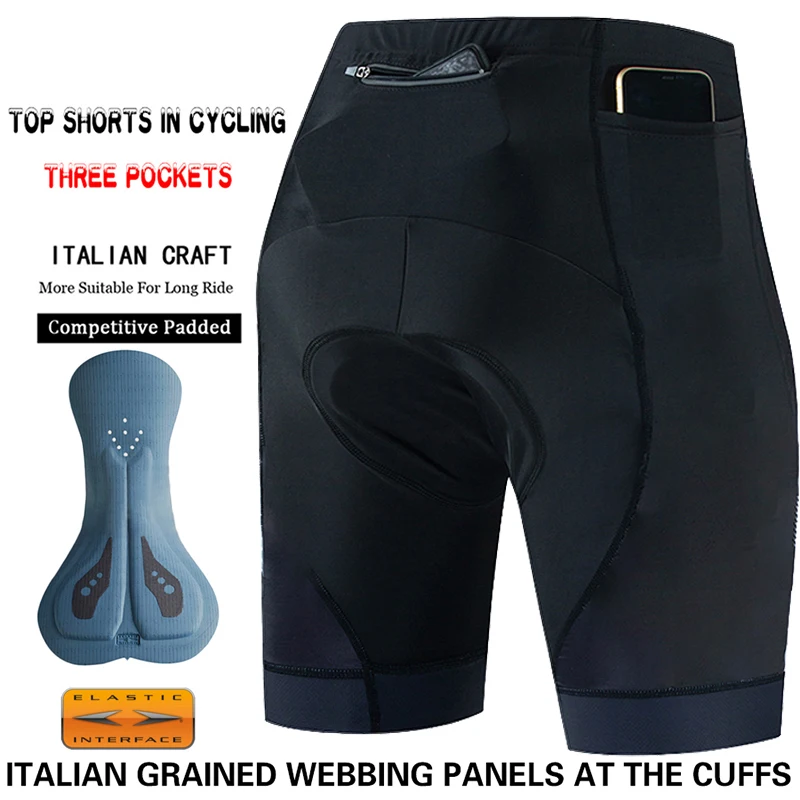 3 pockets Cycling Bib Shorts Men Outdoor Wear Bike 7 Hours Ride Padded Riding Bib Tights Bicycle Man Cycling Clothing Quick-Dry