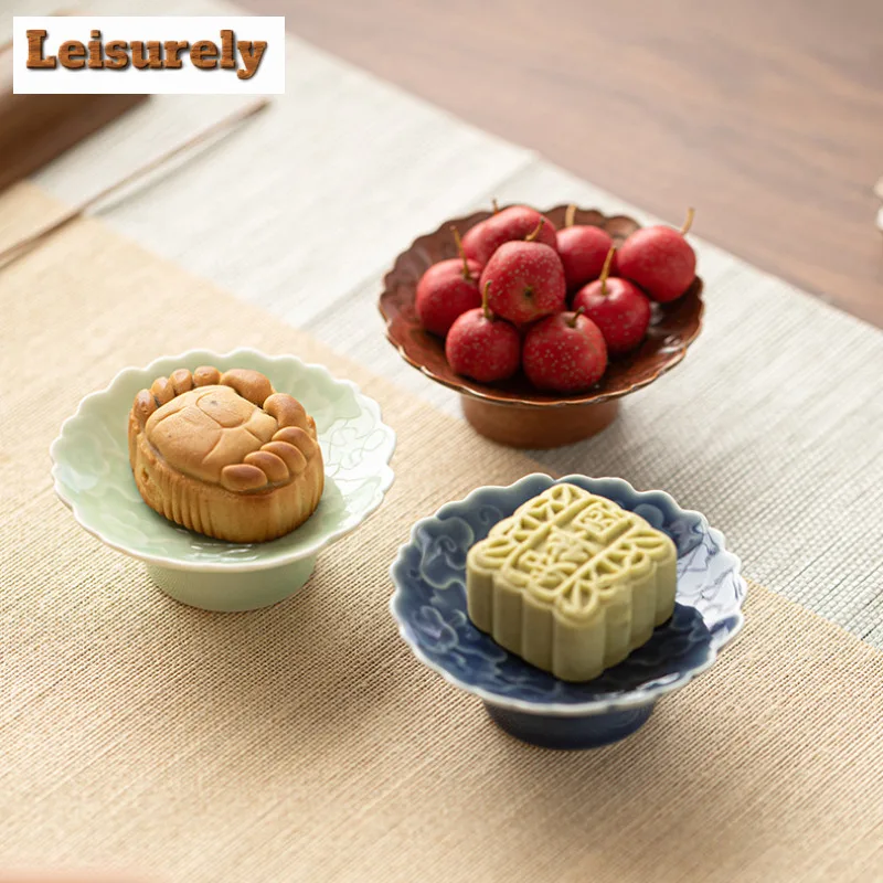 Ancient Charm And Auspicious Clouds Fruit Dishes Aesthetic Pastry Plate Household Serving Tray Teaset Accessories Ornaments Gift
