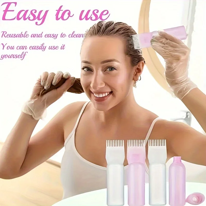 120ml 4.06oz Hair Dyeing Bottle Squeeze Applicator Bottle Oil Plastic Hair Dye Coloring Hairdressing Styling Tool