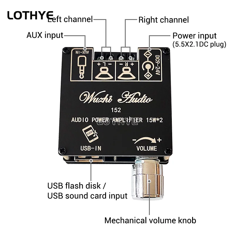 Mini Bluetooth 5.1 Dc 9-24V Audio Digitale Versterker Board Module 2.1 Kanaals 2.0 Stereo Dual Channel 15W * 2 30W * 2 15W * 2 + 30W