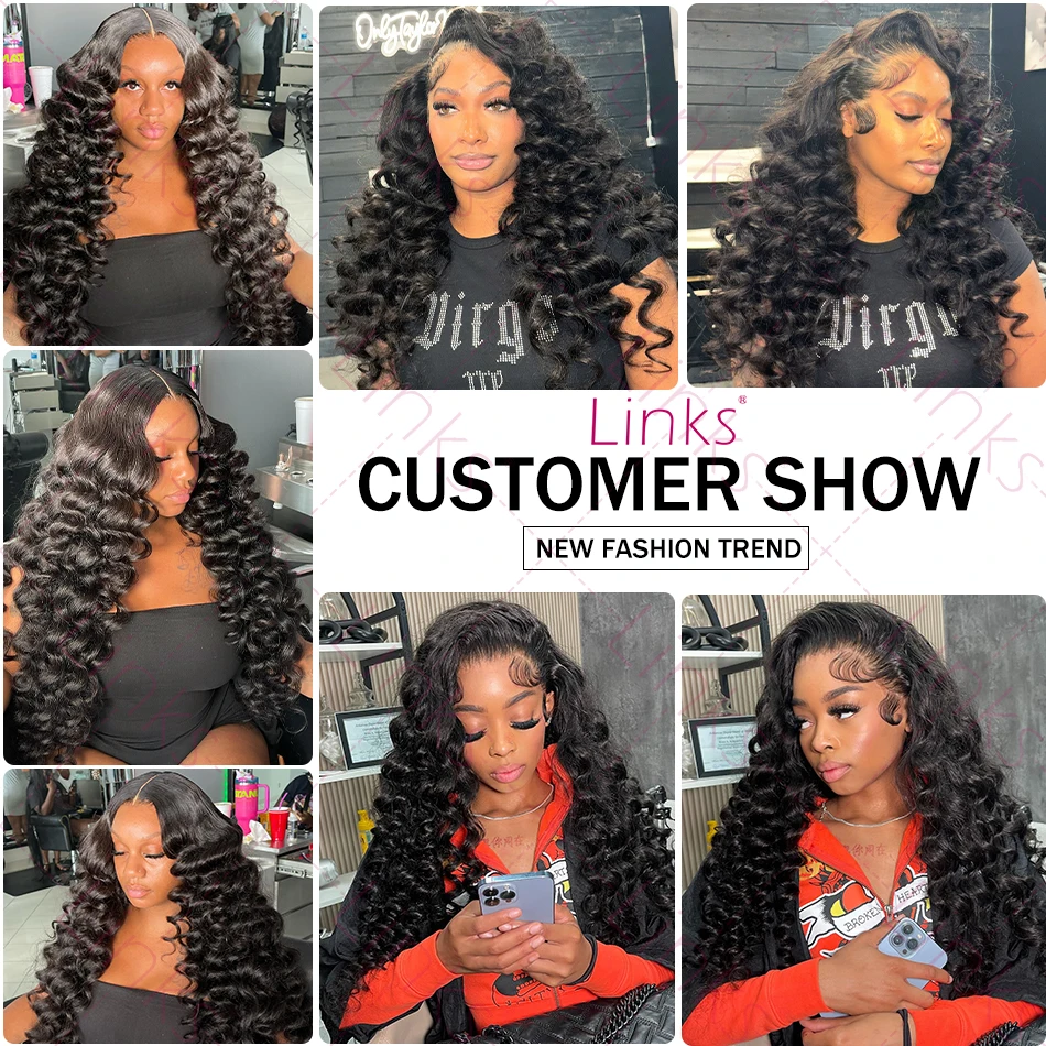 Loose Nature Deep Wave 13x6 HD Frontal Wig For Women Brazilian Lace Frontal Human Hair Wigs Wavy Lace Front Wig PrePlucked 220% human hair wig