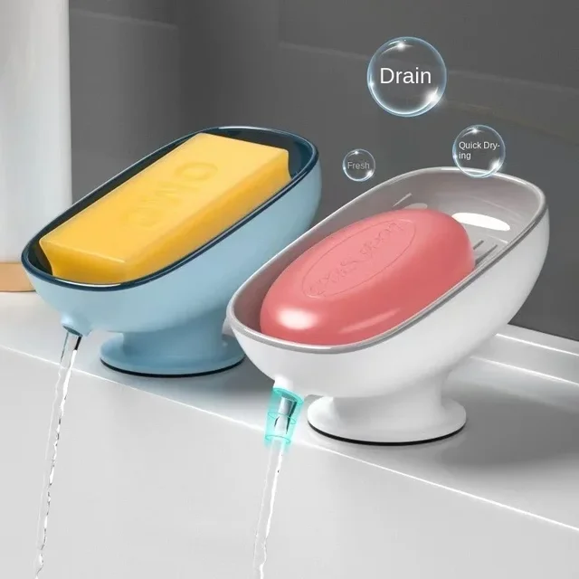 Portasapone a ventosa con scarico dell'acqua per portasapone da bagno Porta spugna Kithcen Contenitore per sapone Forniture per il bagno 1
