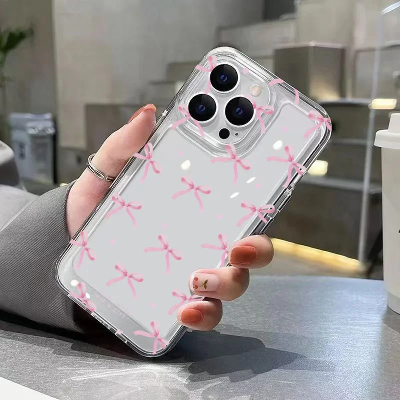 Chic Pink Bow Clear Phone Case - TPU Back Cover