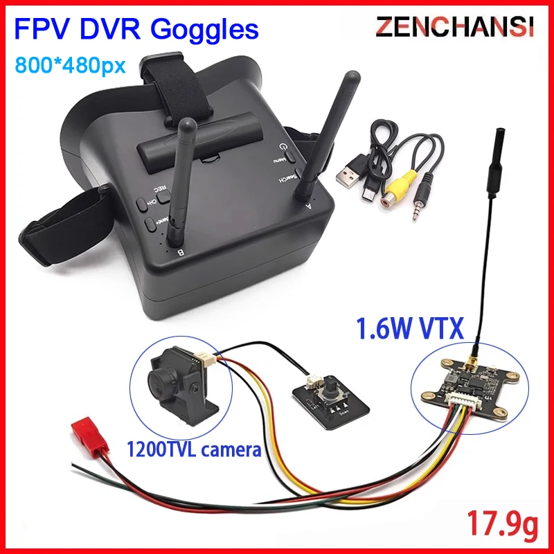 

Видеоочки RHD430 FPV, 4,3 дюйма, 5,8 ГГц, 40 каналов, 800 * 480px, 1600 мВт