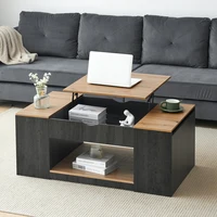 Table basse relevable 109,5 cm, cadre gris, table de salon moderne et élégante avec espace de rangement caché sous le plateau 4