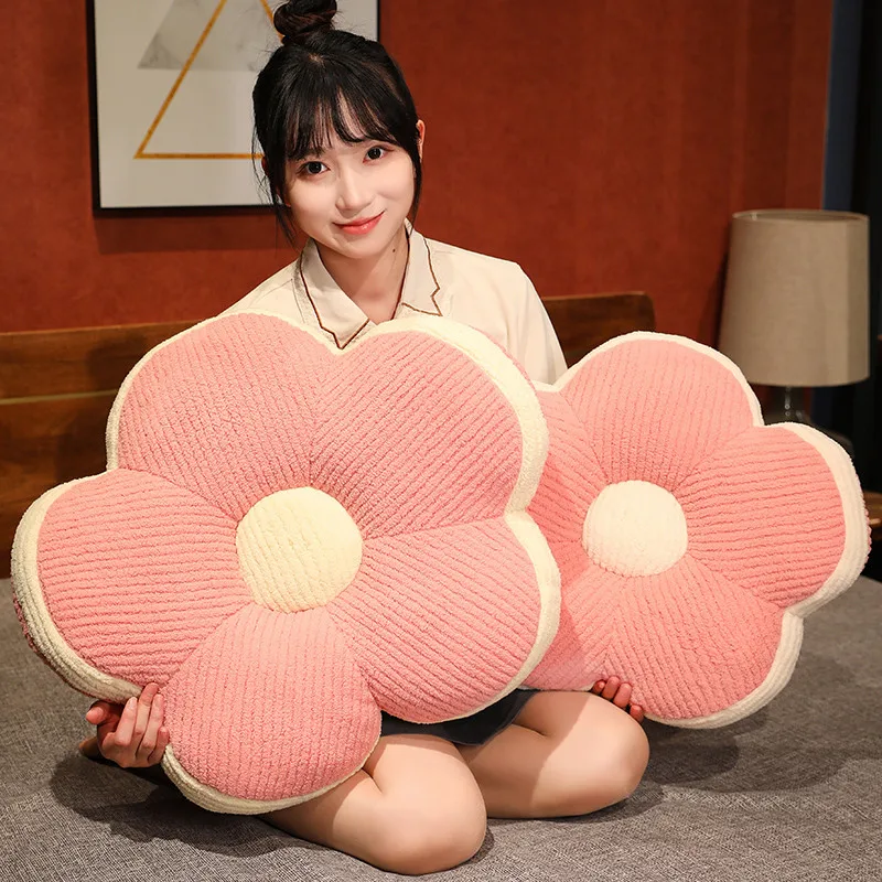 꽃 봉제 식물 시트 쿠션, 5 꽃잎 소파 의자 장식 베개 핑크, 노란색, 녹색, 다크 브라운, 회색, 봉제 플러시, 어린이 선물, 40 cm, 50cm
