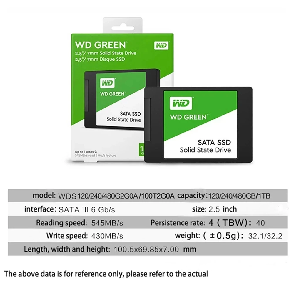 Disque dur interne SSD Western Digital Green SATA 2.5 1 To