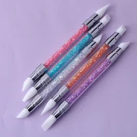1 Pcs Dual-Ended Silicone Head Carving Dotting Pen Nail Art Brushes Rhinestone Crystal Handle Tool For DIY Gel Manicure Tools 1