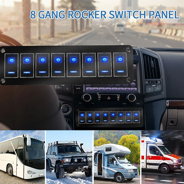 Doppel Licht Kippschalter Panel AUF-OFF Wasserdicht Aluminium 2/3/4/6/8 Gang  Swith Für Auto Lkw Caravan RV Camper Marine 12/24V - AliExpress