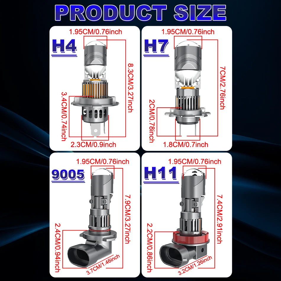 6600W H11 9005 LED 헤드라이트 미니 렌즈 프로젝터 H7 H4 H9 HB3 9006 HB4 H8 5200000LM 1:1 미니 무선 플러그 앤 플레이 안개등 터보